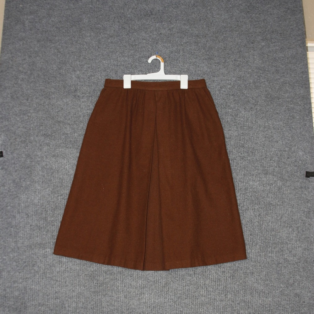 Vintage Unbranded Skirt‎ Womens 10 Brown Wool A Line Pleated Midi Office Formal